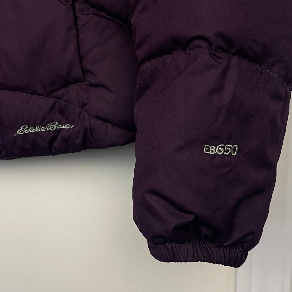 Eddie Bauer EB650 Womens M Down Puffer Jacket Quilted Full Zip Purple 0542 - Picture 5 of 11
